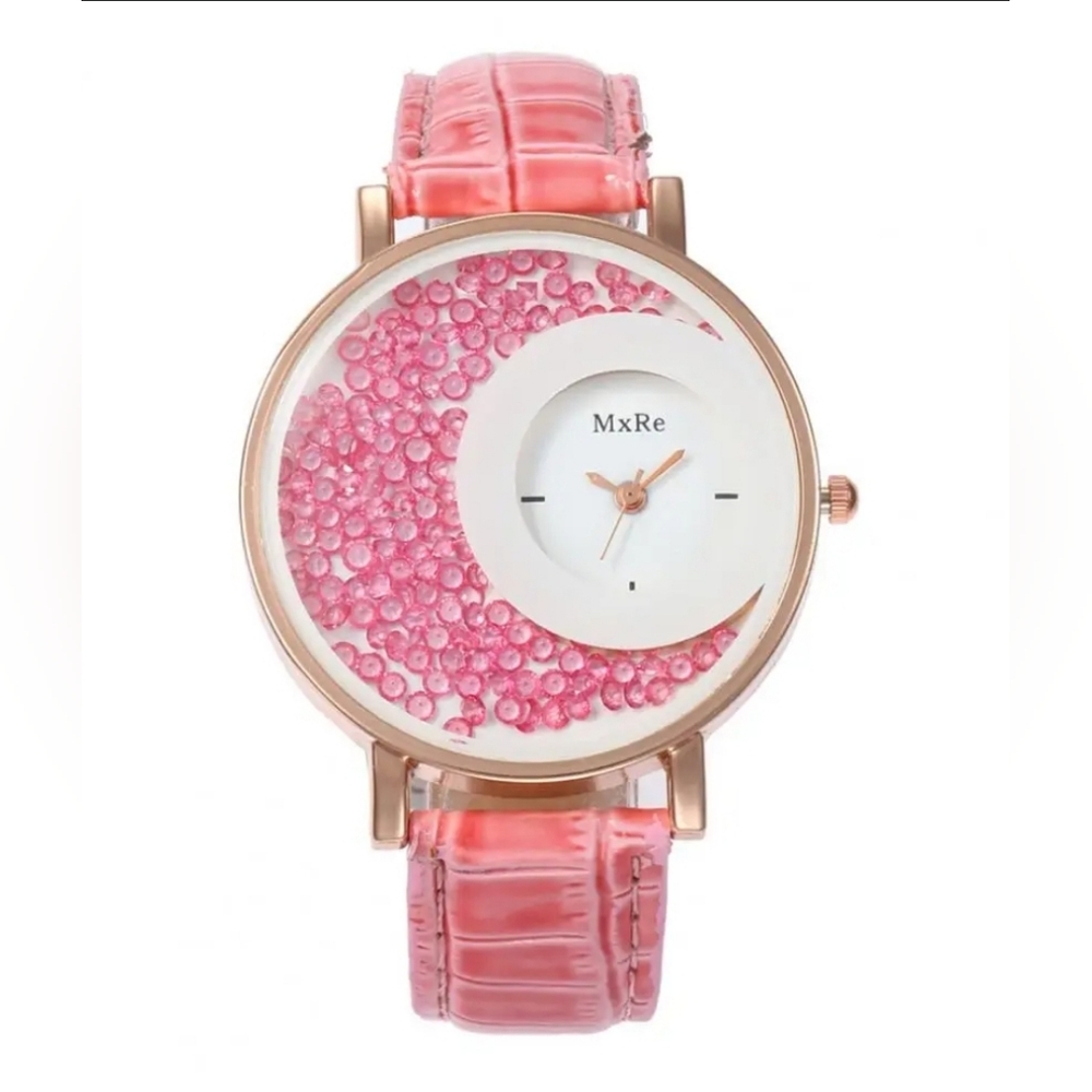 Hot Pink watch with moving crystals